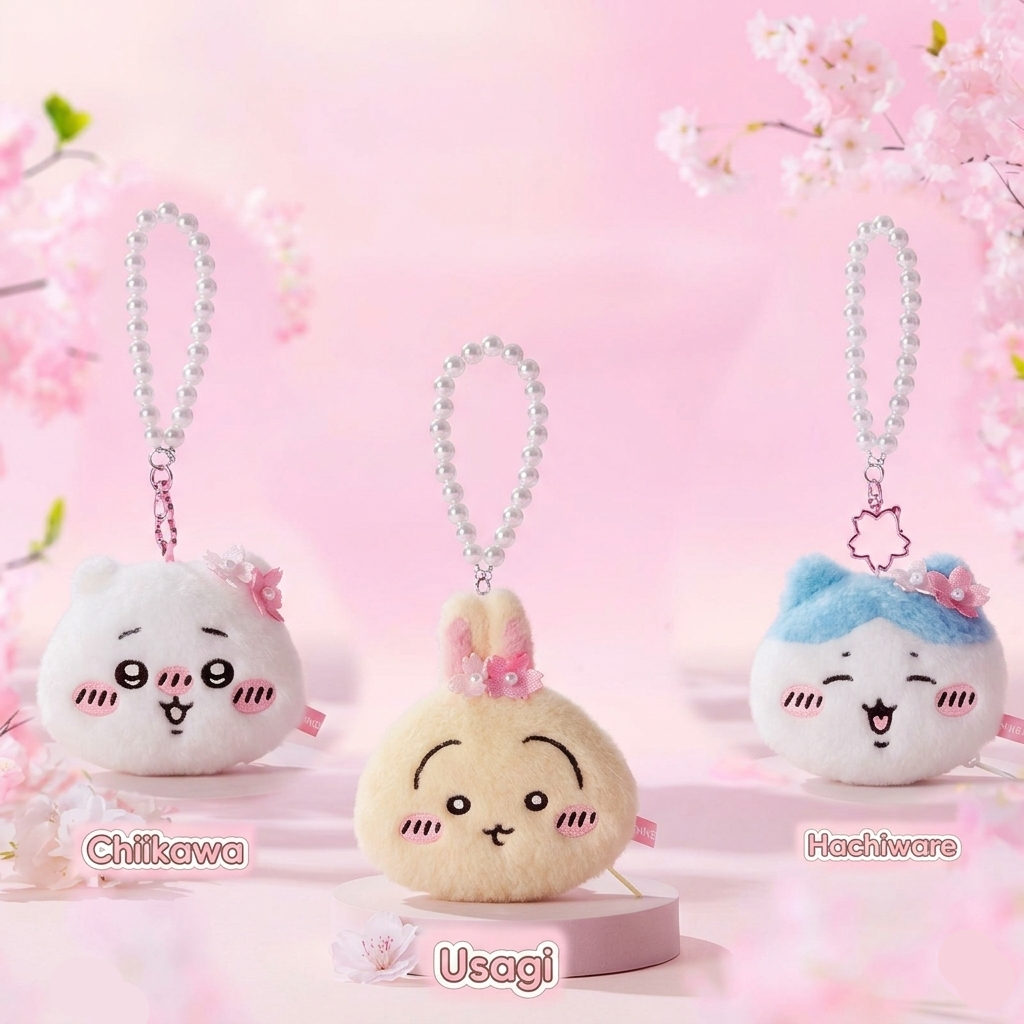 CHOIWOOSHIK PINKY PROMISE 公式グッズ Miniso x Chiikawa Sakura Series Plush Coin Purse Keychain – Kireimono