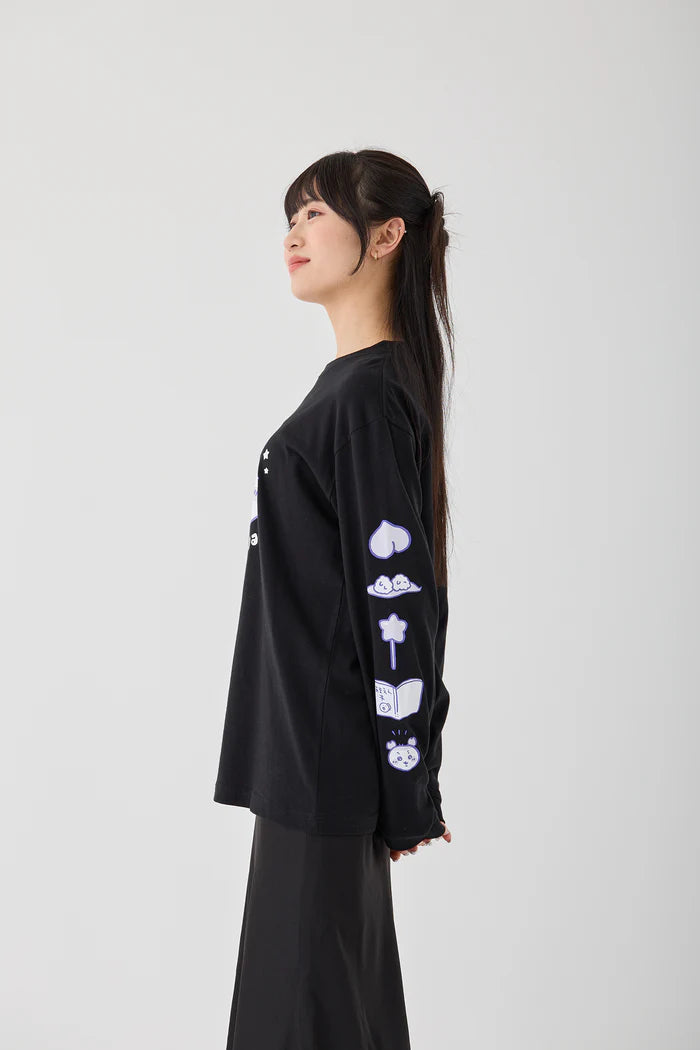Chiikawa L/ST Shirt, Momonga, Black