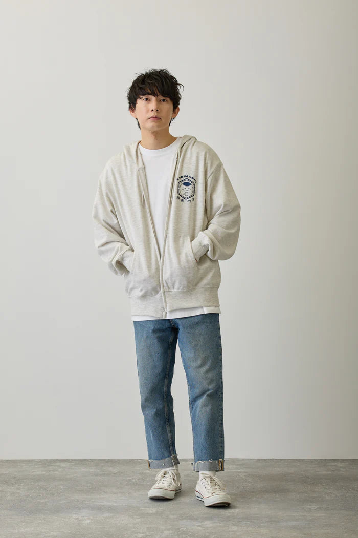 Chiikawa Zip Hoodie, Happy Life and Well-being, Ash