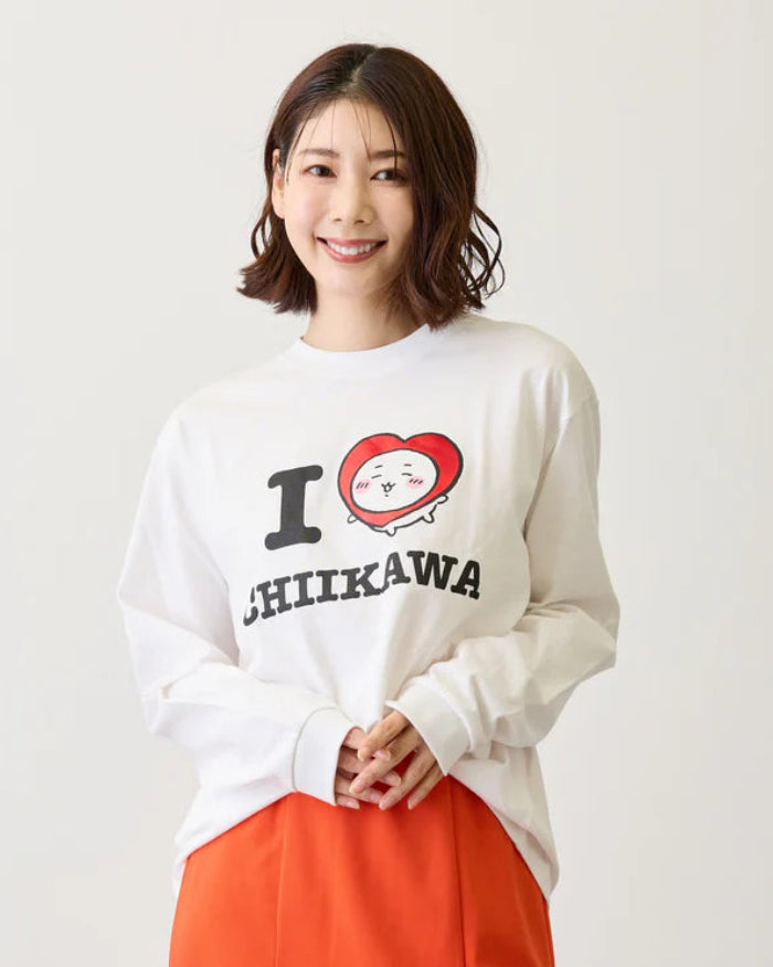 [New] "I LOVE CHIIKAWA" Long Sleeve T-Shirt - White