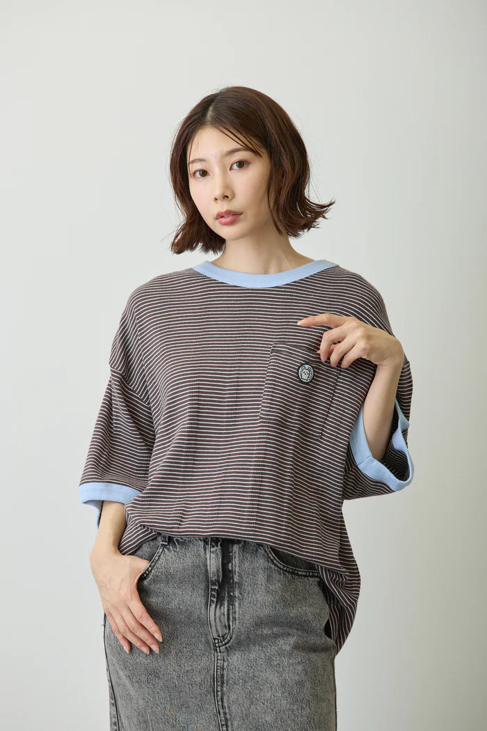 Chiikawa Big Silhouette Pocket T-Shirt Robert P. Miller x Talking Momonga COFFEE