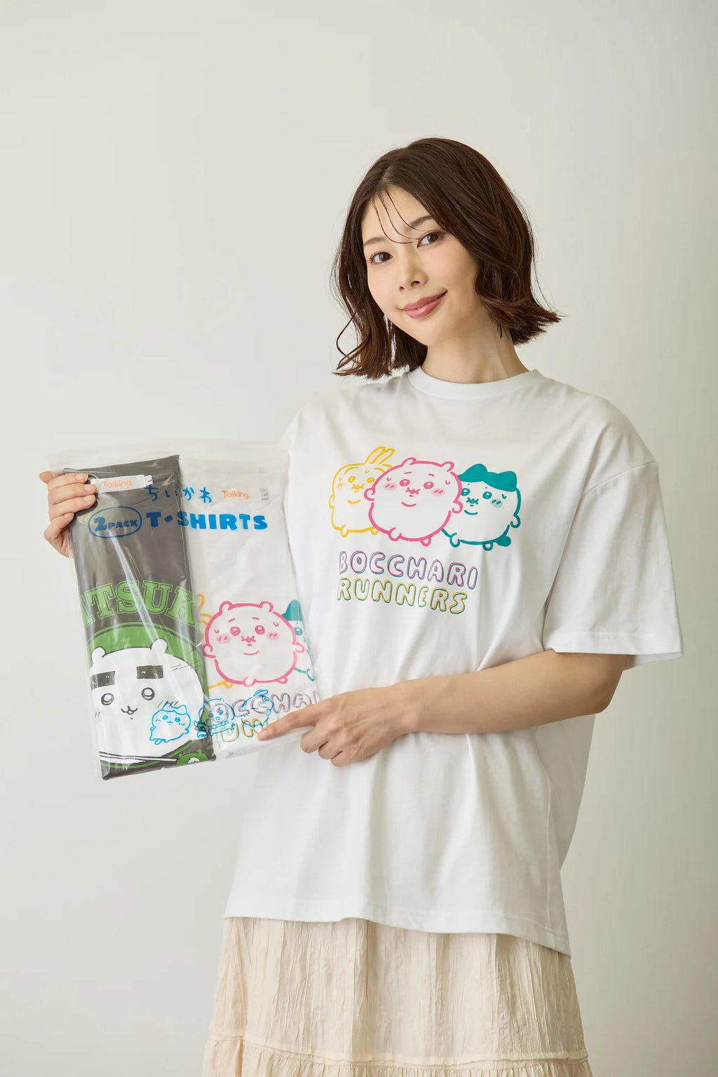 Chiikawa Pack T-shirt - Seasoned Seaweed/Chubby Runners - Sumi/White