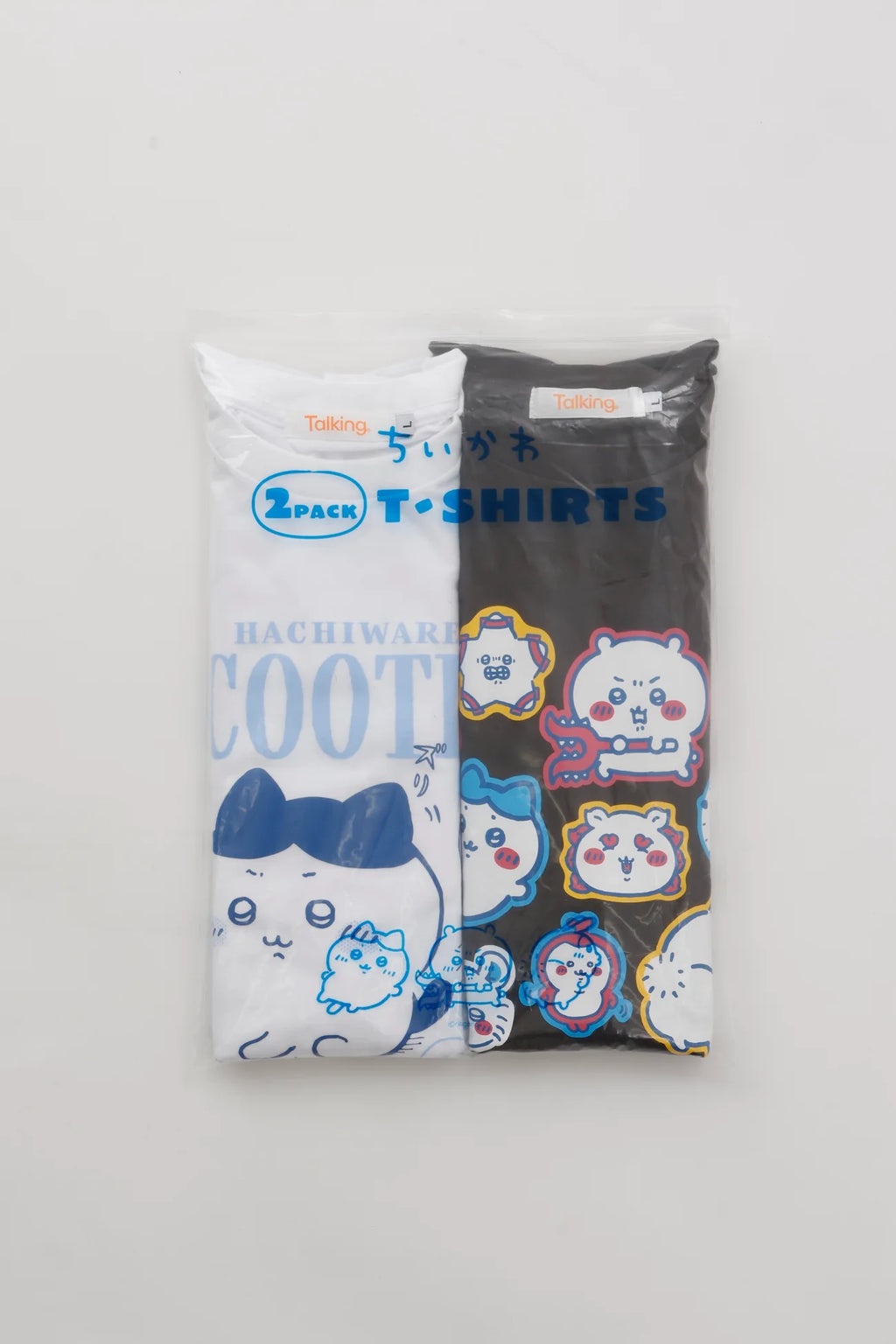Chiikawa Pack T-shirt, Buttocks Dragging/Sticker, White/Charcoal