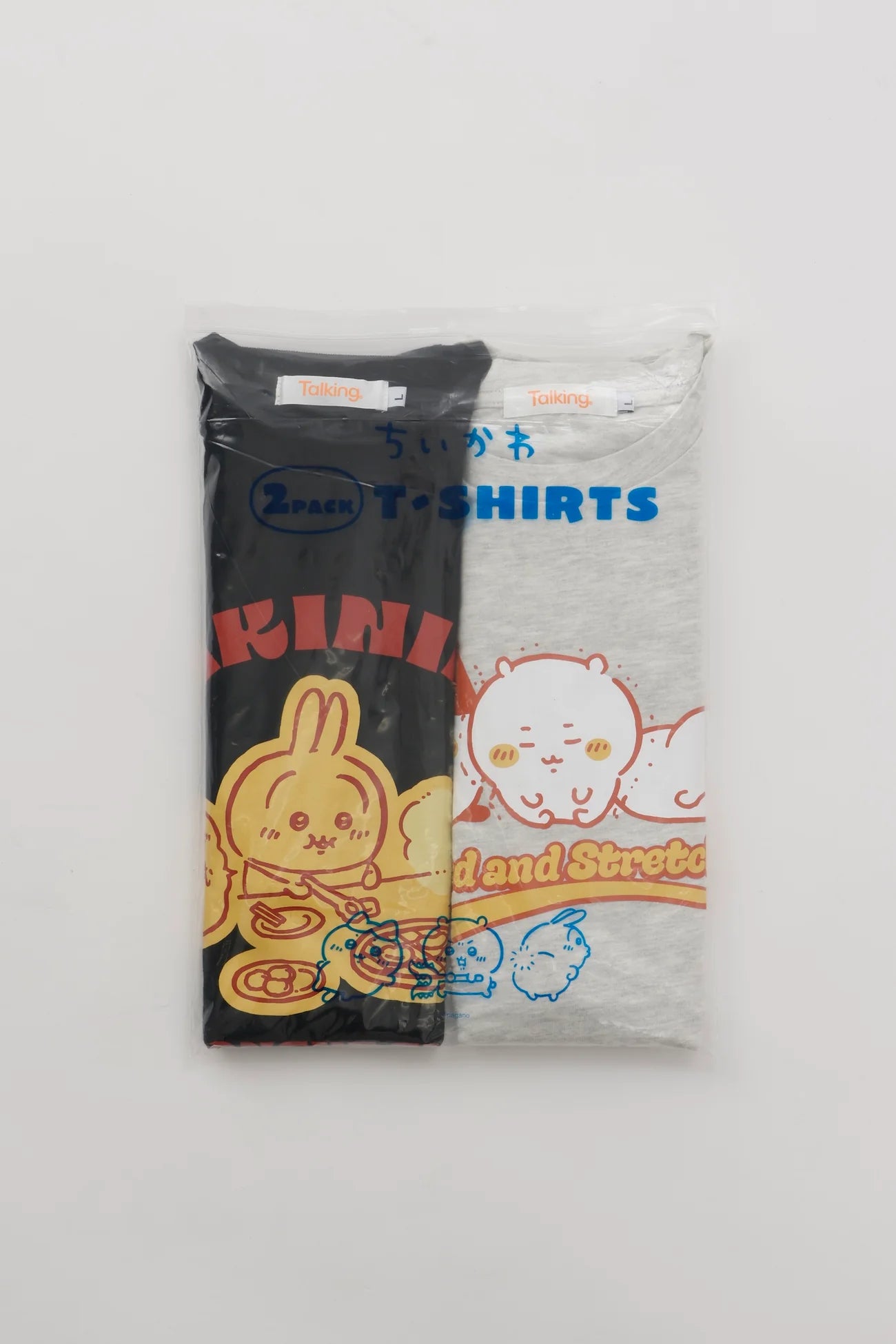 Chiikawa Pack T-Shirt: Yakiniku (Japanese BBQ)/Squats, Black/Oatmeal