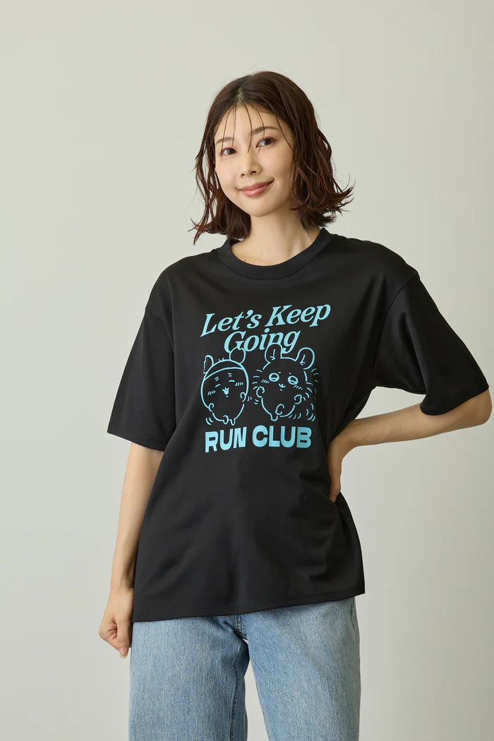 Chiikawa Dry T-Shirt RUN Momonga Furuhonya Black