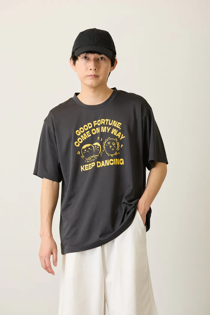 Chiikawa Dry T-Shirt DANCE Shisa Kurimanju Charcoal