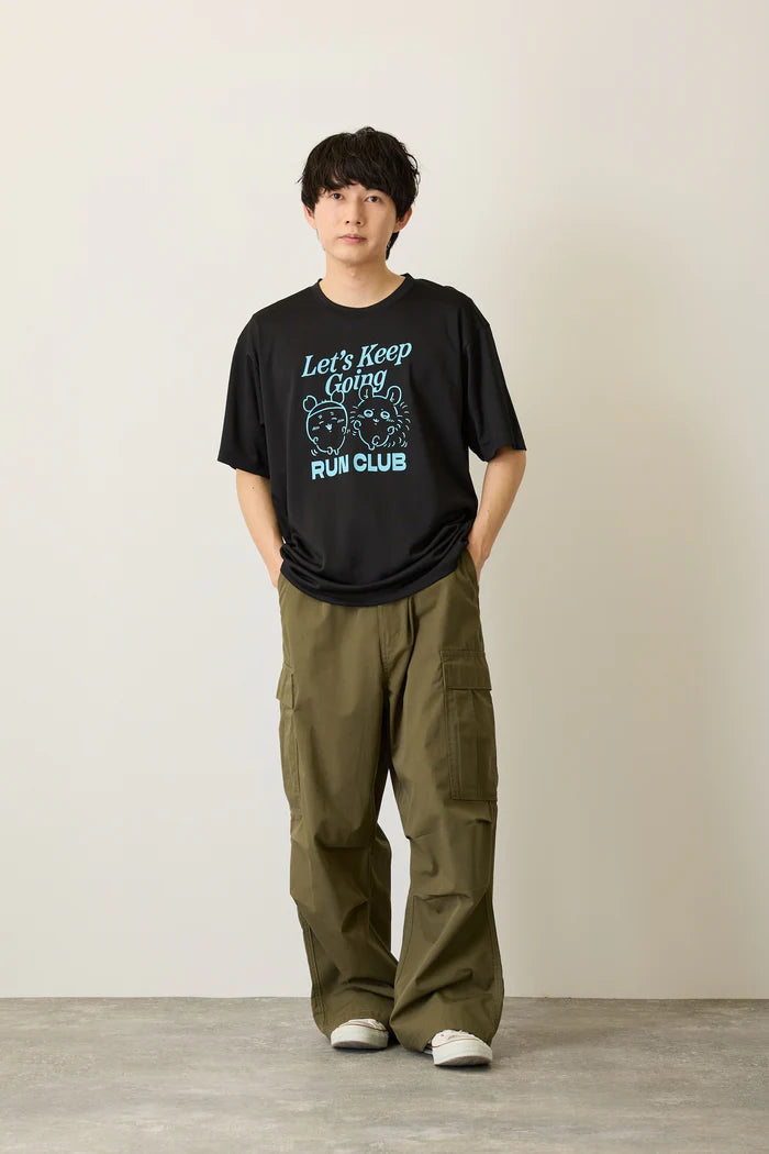 Chiikawa Dry T-Shirt RUN Momonga Furuhonya Black