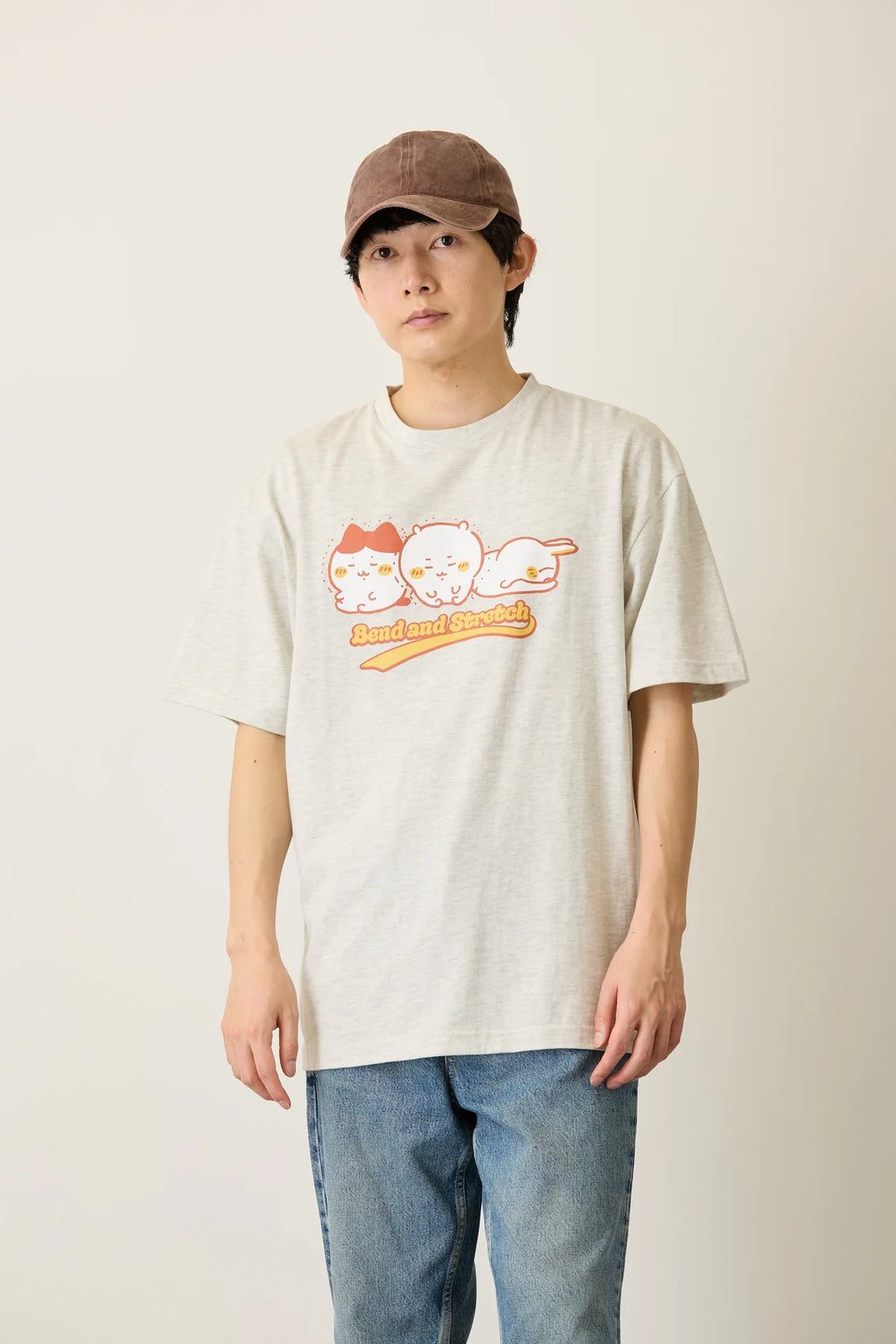 Chiikawa Pack T-Shirt: Yakiniku (Japanese BBQ)/Squats, Black/Oatmeal