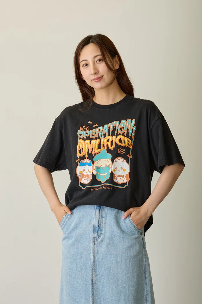 [Pre-sale] Chiikawa Foam Print T-Shirt OPERATION:OMURICE Black