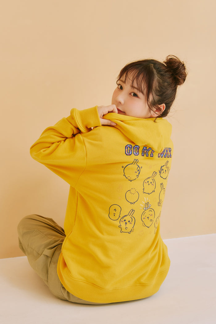 [Per Order] Chiikawa Zip Hoodie GO MY WAY Yellow