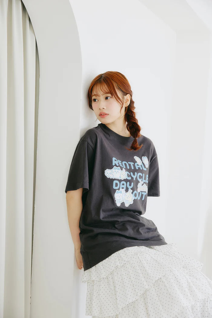 Chiikawa T-shirt, going out on a rental bicycle, Sumi