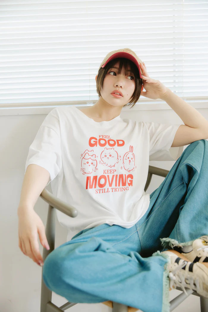 Chiikawa Dry T-Shirt MOVE Everyone White
