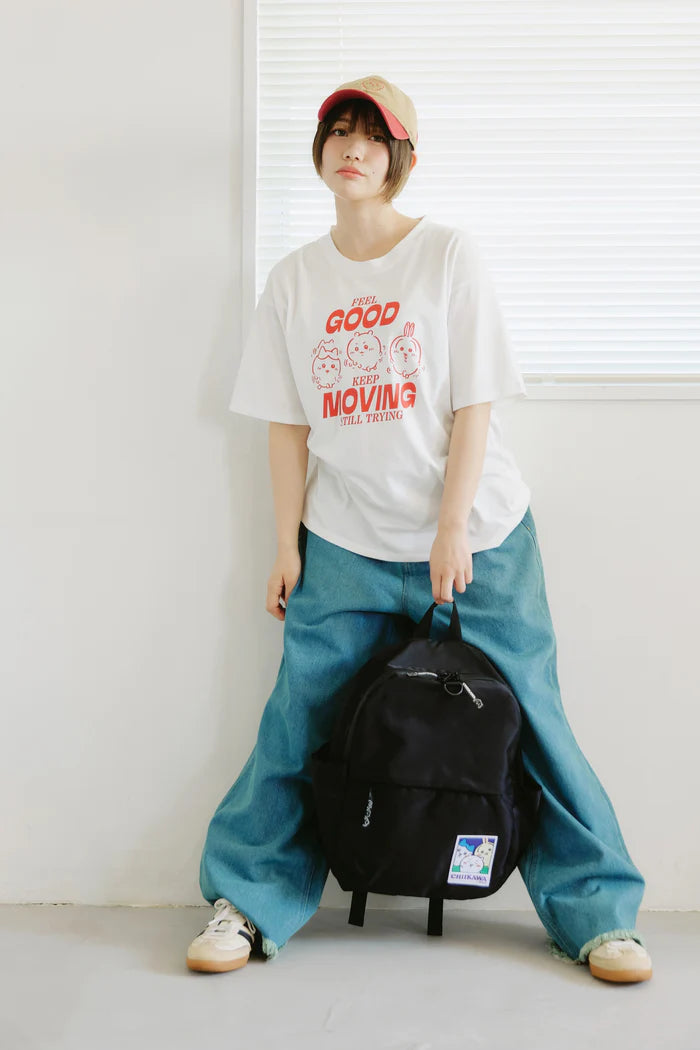 Chiikawa Water-Repellent Backpack, Everyone, Black