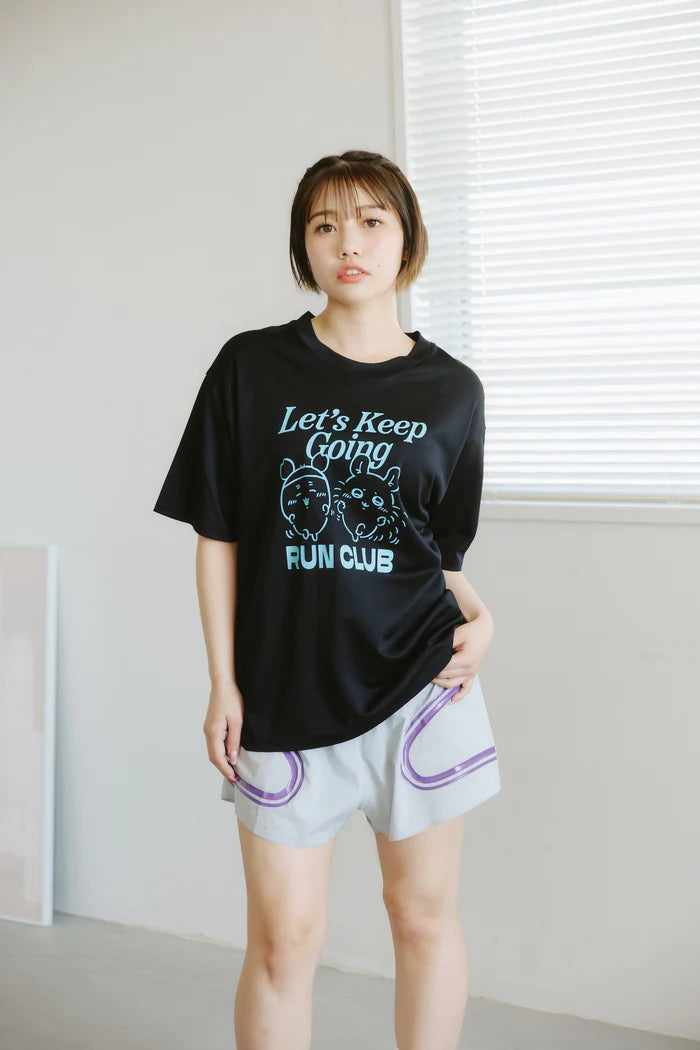 Chiikawa Dry T-Shirt RUN Momonga Furuhonya Black