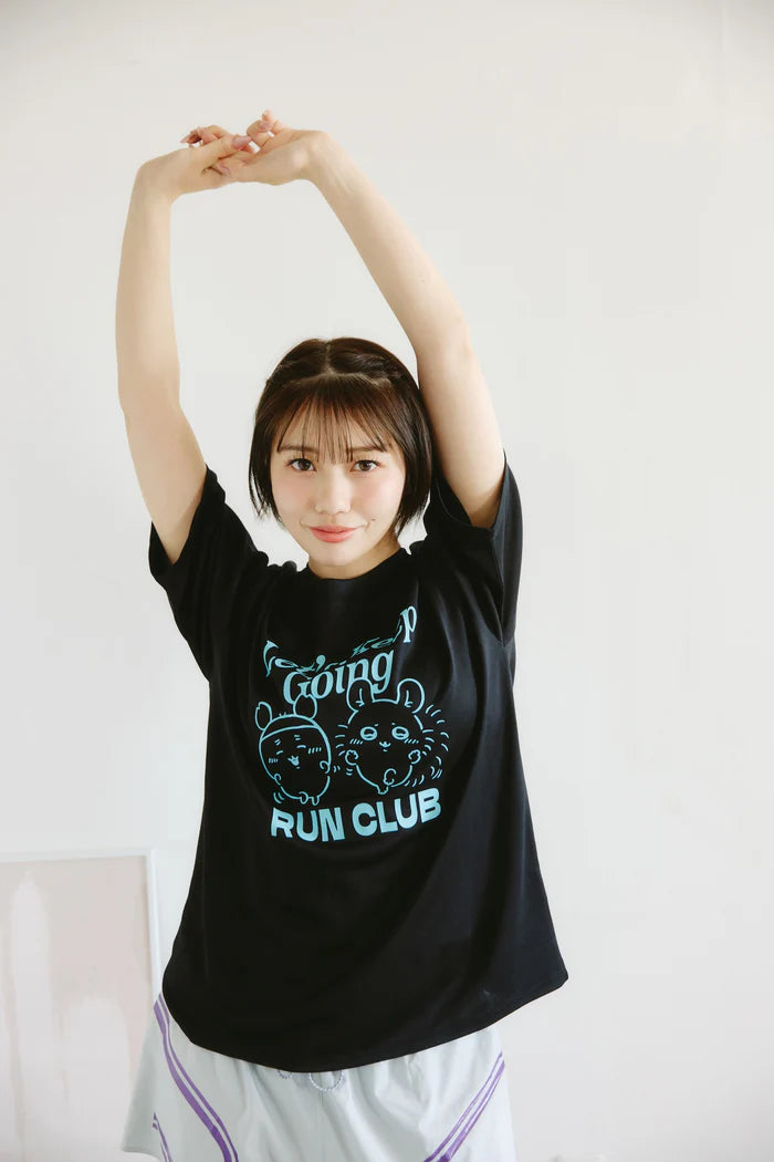 Chiikawa Dry T-Shirt RUN Momonga Furuhonya Black