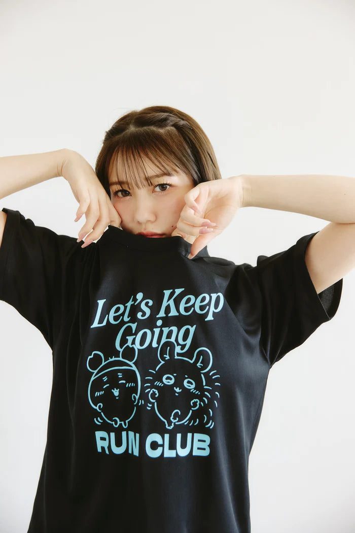 Chiikawa Dry T-Shirt RUN Momonga Furuhonya Black