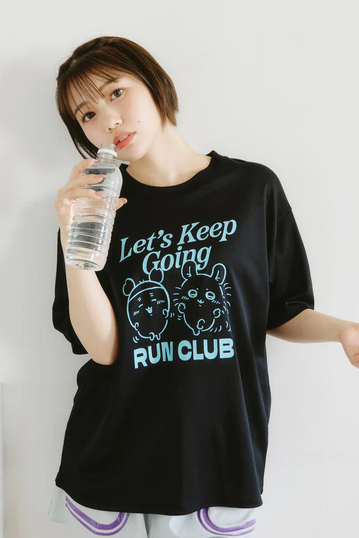 Chiikawa Dry T-Shirt RUN Momonga Furuhonya Black