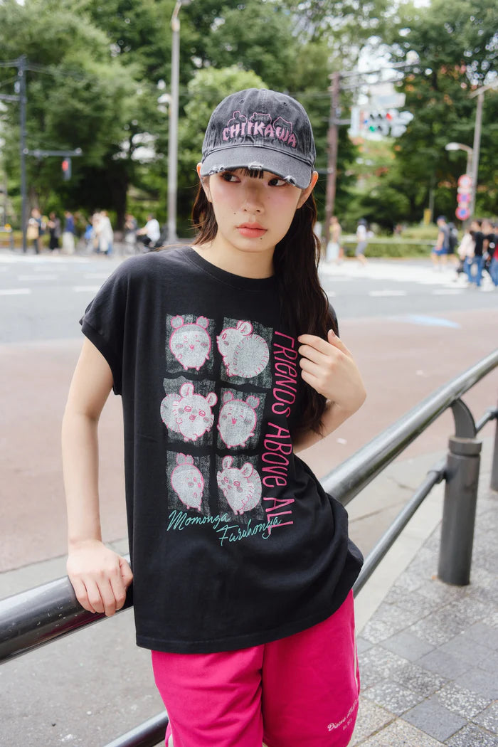 Chiikawa Wide Sleeveless Top RIENDS ABOVE ALL Black