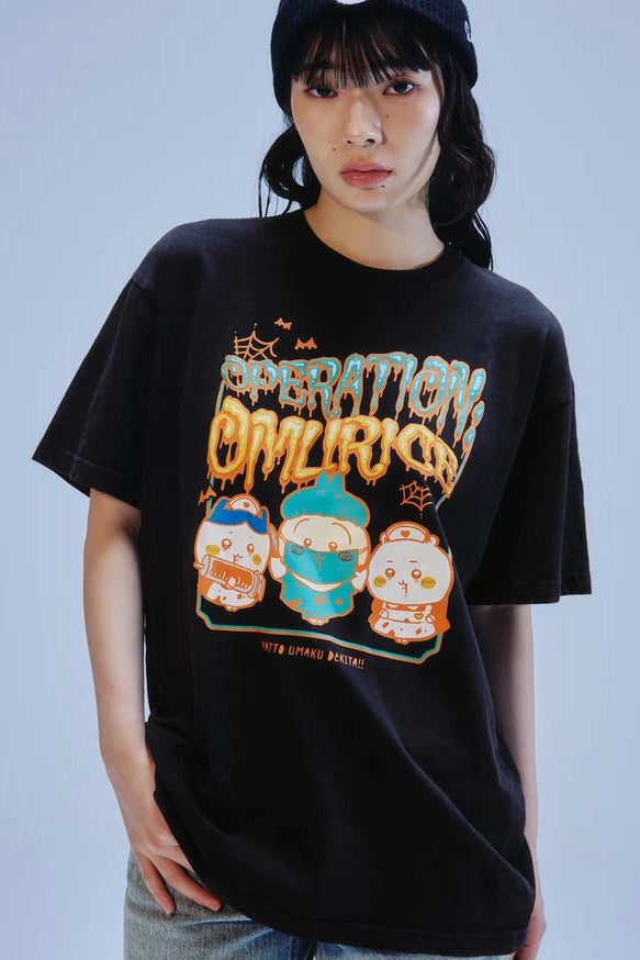 [Pre-sale] Chiikawa Foam Print T-Shirt OPERATION:OMURICE Black