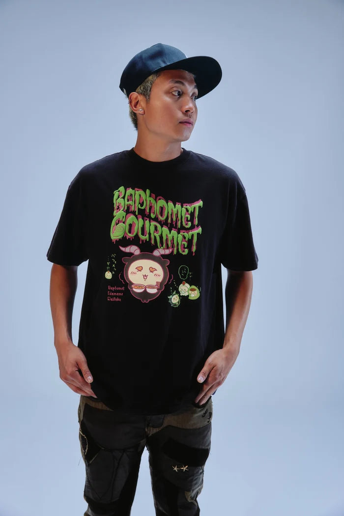 [Pre-sale] Chiikawa Foam Print T-shirt BAPHOMET GOURMET Black