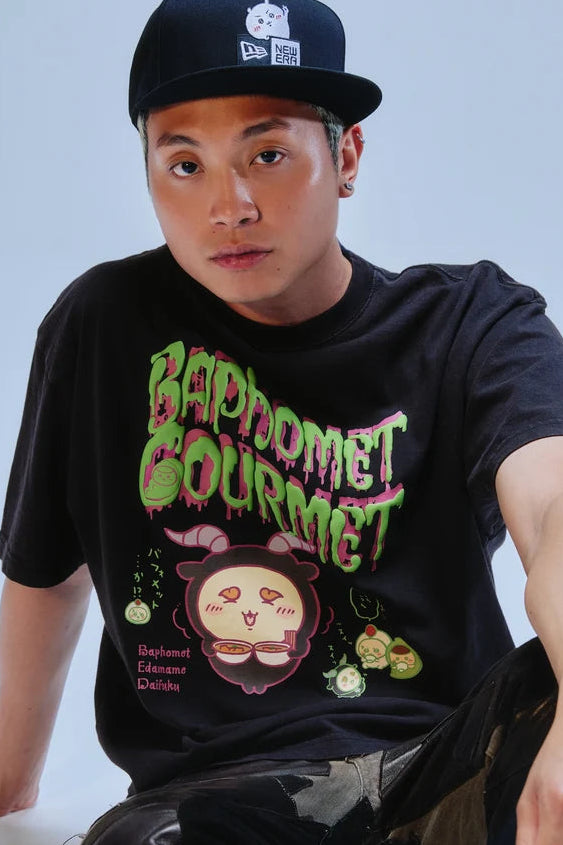 [Pre-sale] Chiikawa Foam Print T-shirt BAPHOMET GOURMET Black
