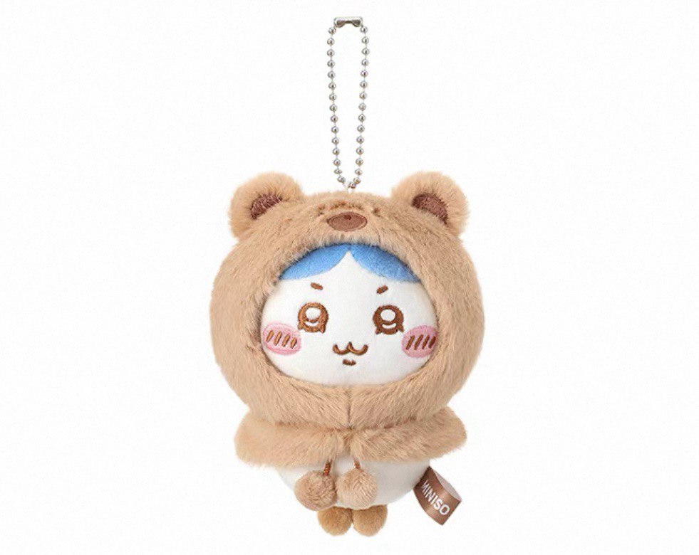 Miniso x Chiikawa Fluffy Bear Hood Mascot  (Hachiware)