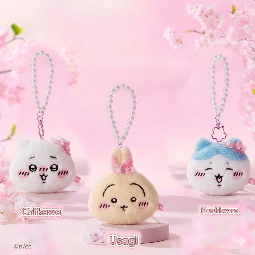 Miniso x Chiikawa Sakura Series Plush Coin Purse Keychain
