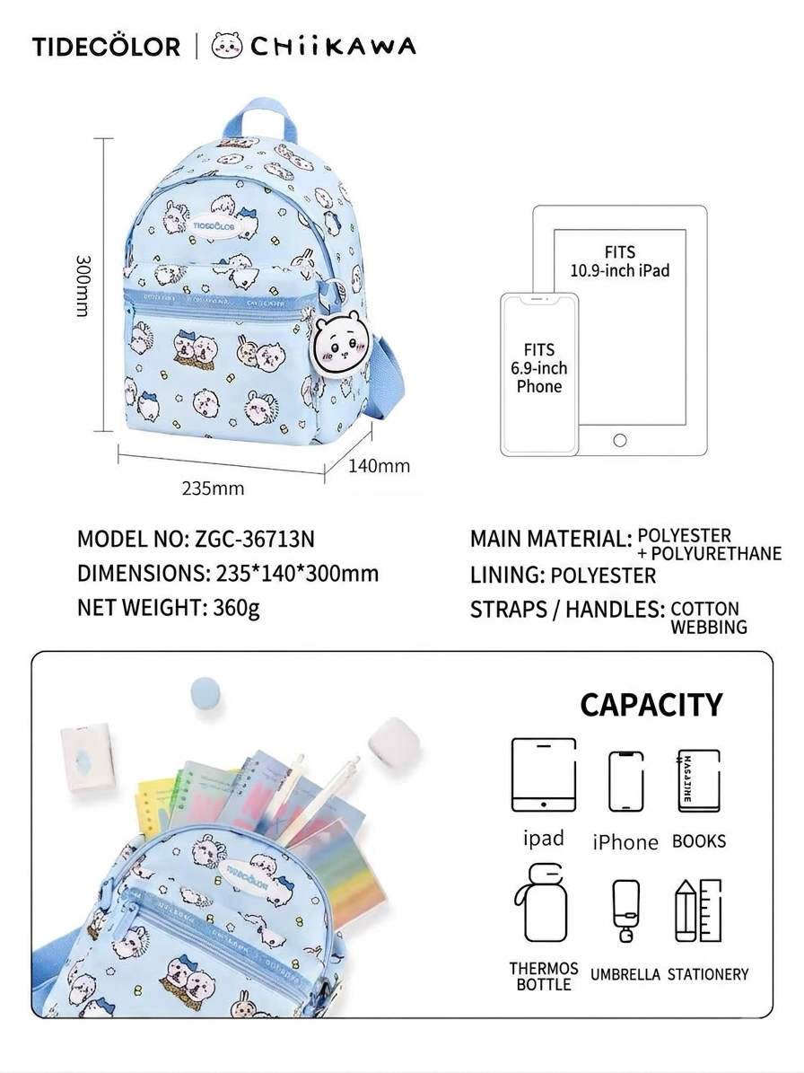 Chiikawa x Tidecolor Back Pack