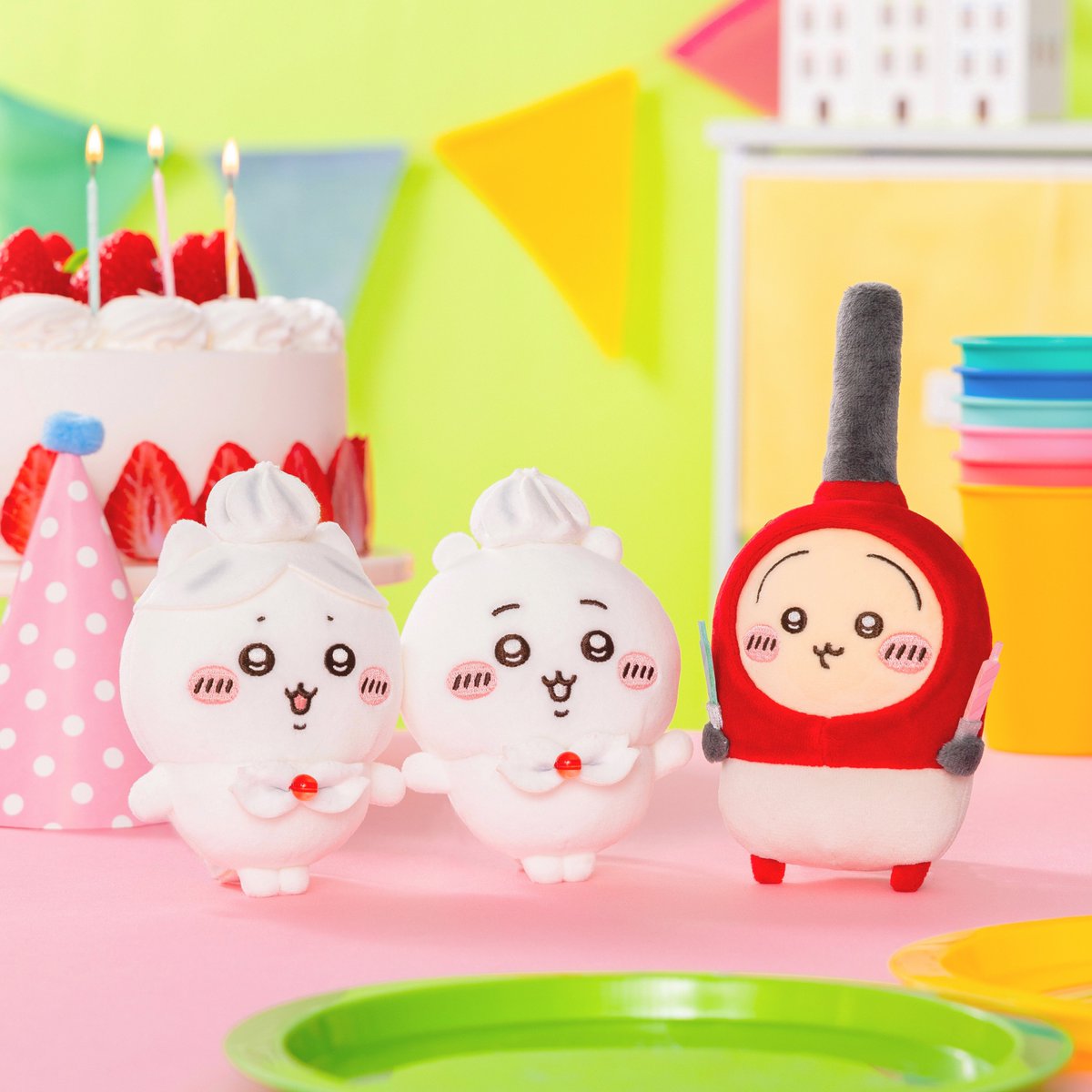 Chiikawa Whipped Cream Birthday Mascot (Set for 3)