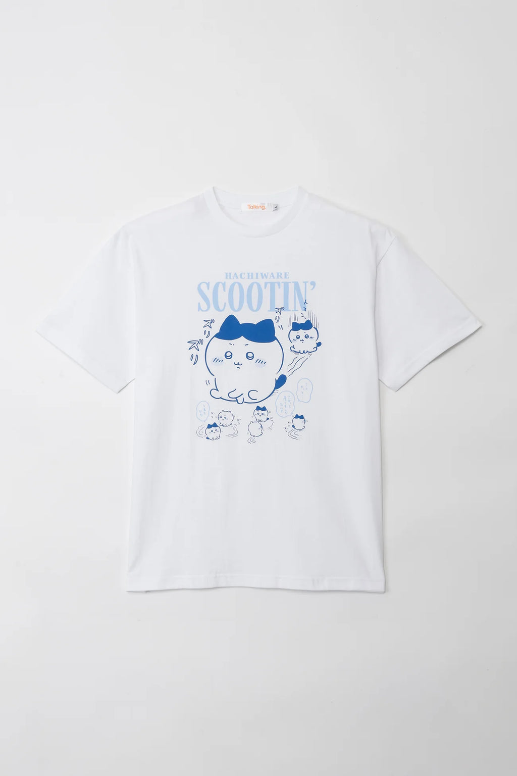 Chiikawa Pack T-shirt, Buttocks Dragging/Sticker, White/Charcoal