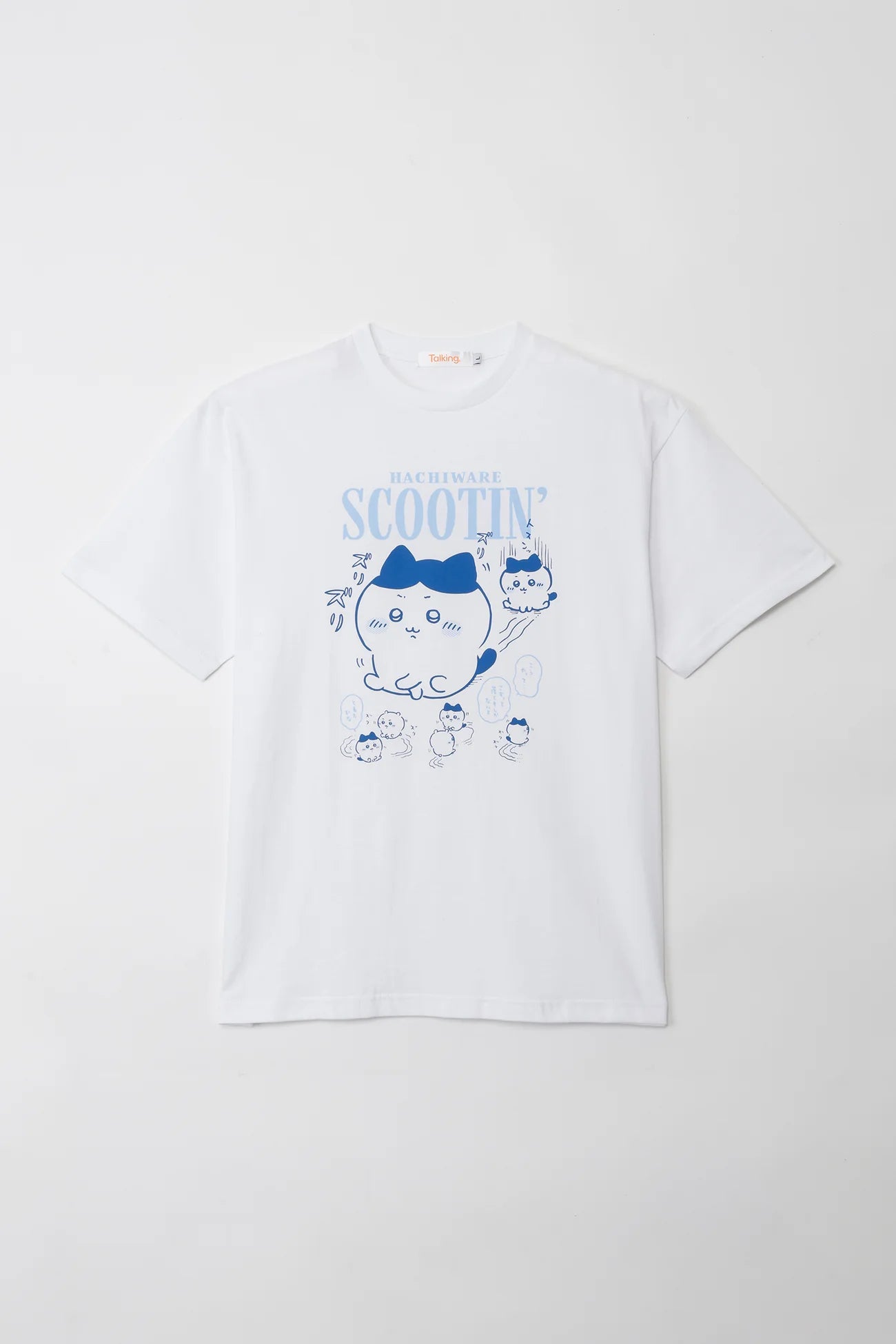 Chiikawa Pack T-shirt, Buttocks Dragging/Sticker, White/Charcoal