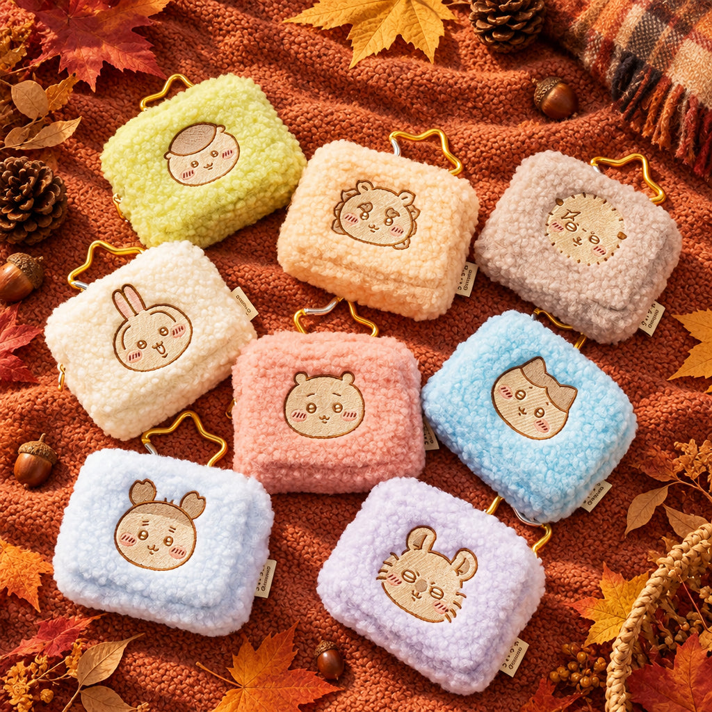 Chiikawa Fluffy Pouch with Carabiner