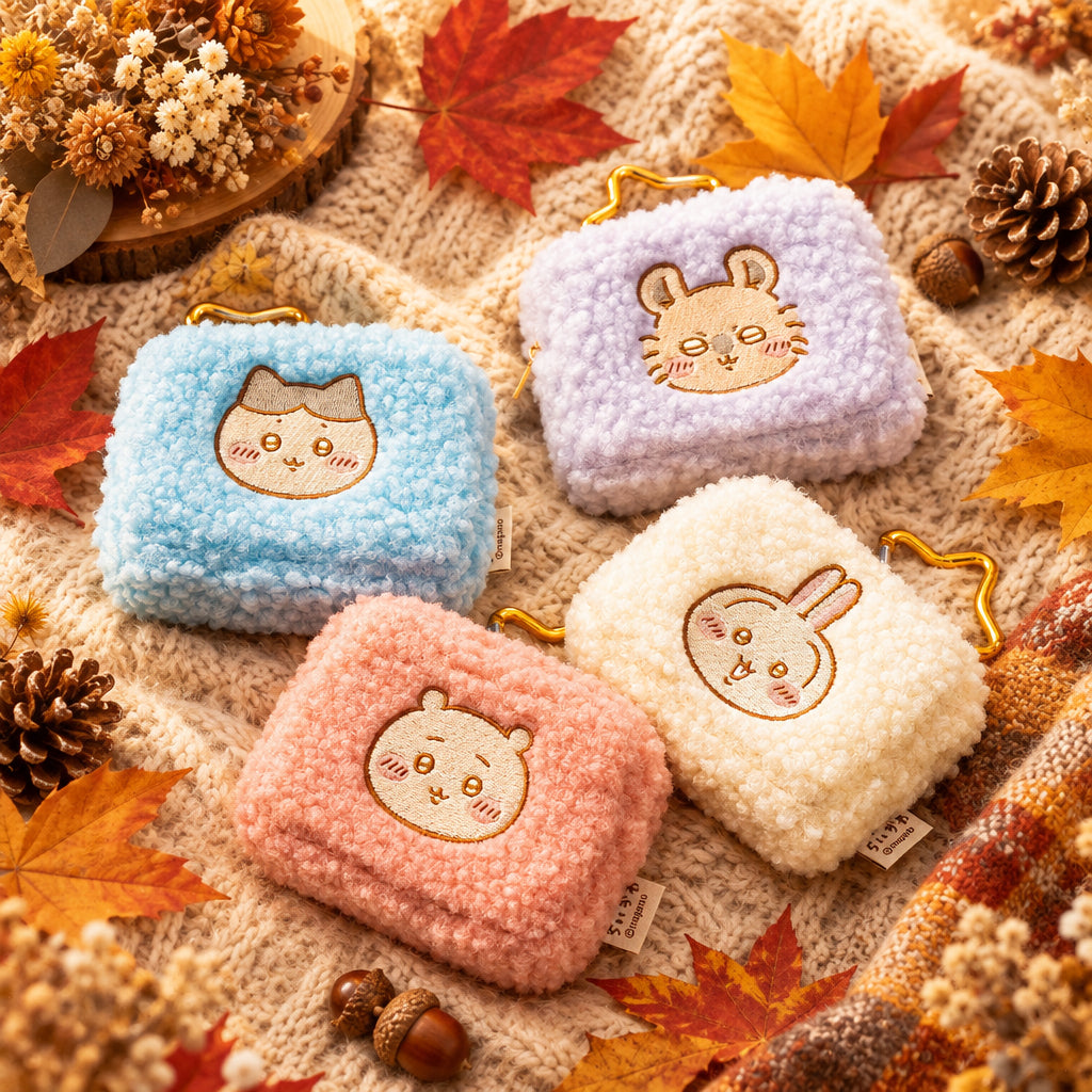 Chiikawa Fluffy Pouch with Carabiner